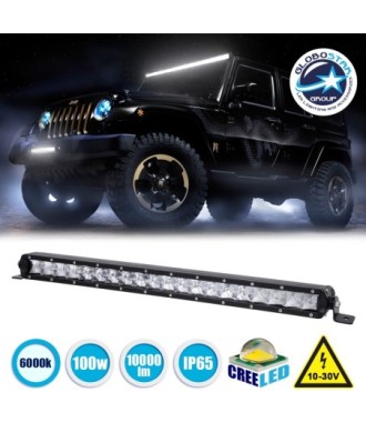 GloboStar® 85452 PRO Series Μπάρα Ίσια - Straight για Αυτοκίνητα & Φορτηγά LED CREE XBD 100W 10000lm DC 10-30V Αδιάβροχη IP65 Ψυχρό Λευκό 6000K